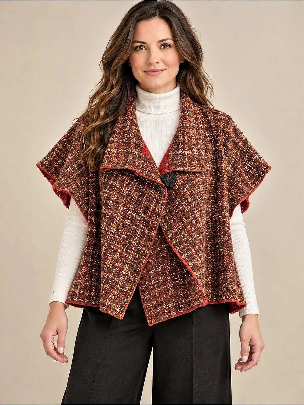 Vintage Danielle Nault Lagenlook Wool Blend Jacket with Pin Artsy Boho Eclectic